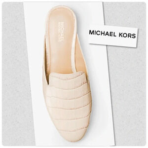 Michael Kors Natasha Embossed Leather Mules Slide On Clogs